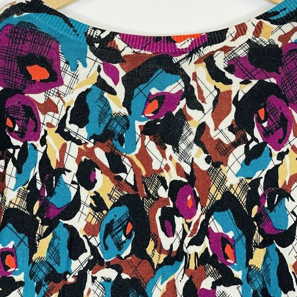 Lane Bryant Teal Purple Brush Strokes 3/4 Sleeve Cardigan Sweater Womens 22 24 - Picture 5 of 6